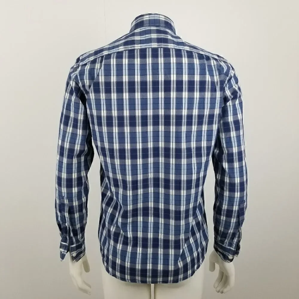 J. Crew mens Blue & White Washed Shirt in Multi Plaid Button Down Size Small